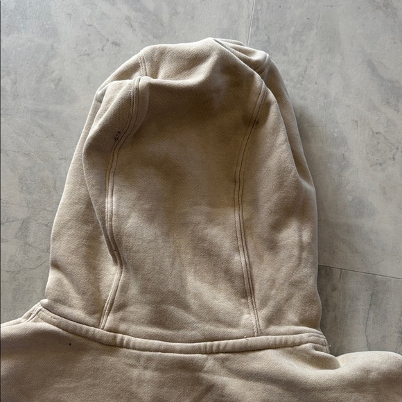 Nike  pullover hoodie  cream/white logo on chest  muff front pockets EUC - Picture 10 of 15